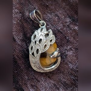 Ladies Peacock Tiger Eye Pendant